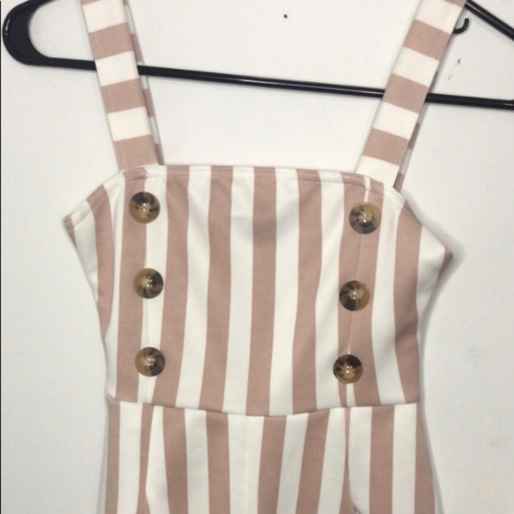 Petite Prettylittlething Pink Striped Romper